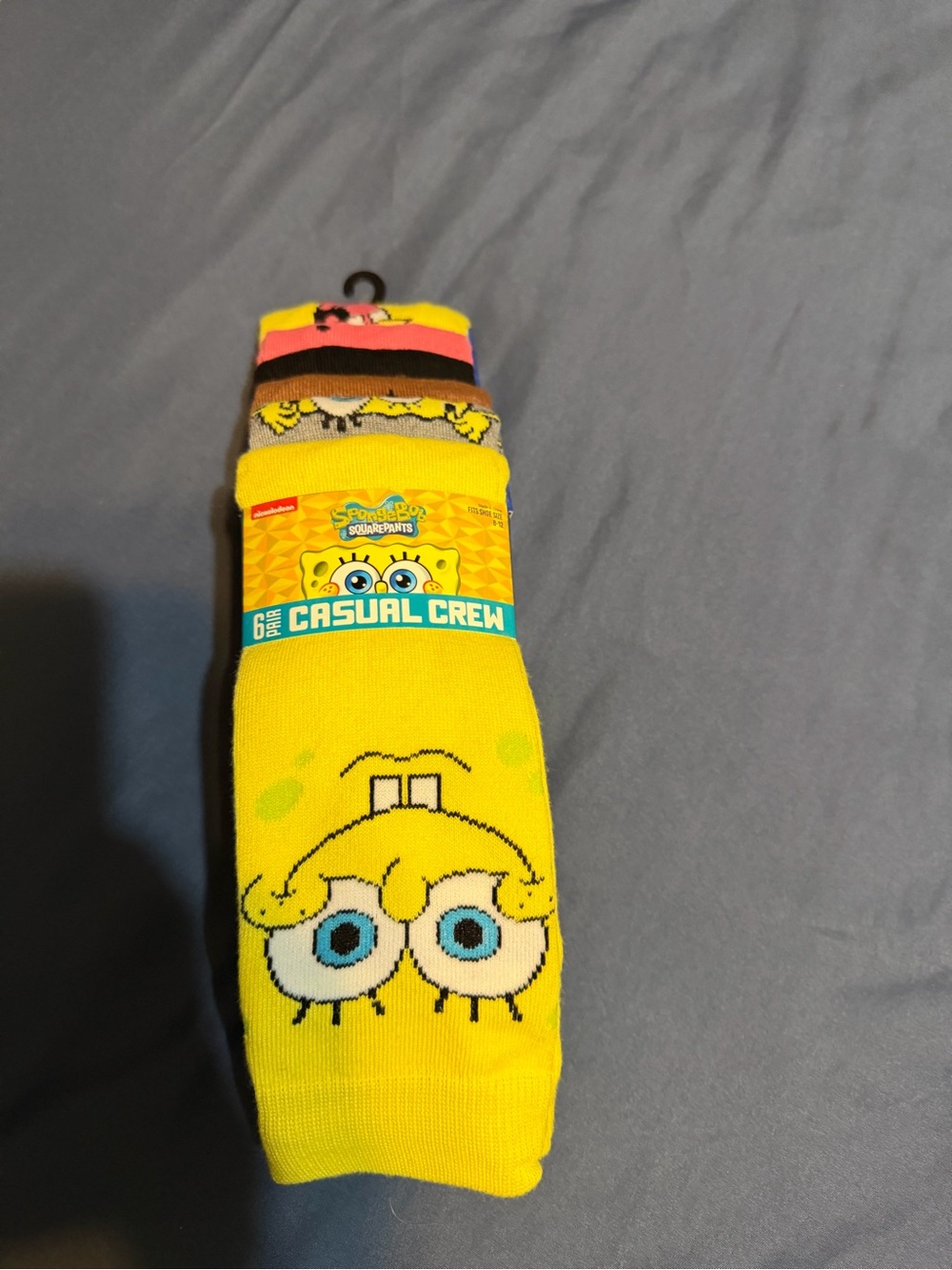 Spongebob Socks Men's Casual Crew Socks 6 Pairs Mens Size 8-12 Bioworld NEW